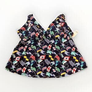 Crown & Ivy Nautical Flag Swim Tankini Top Women’s 2X Navy Multicolor NWT